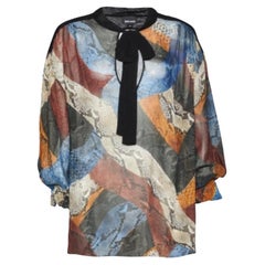 Just Cavalli Gasa estampada animal multicolor  Blusa Cuello Cruzado M