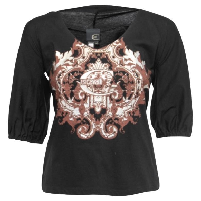 Just Cavalli Noir  Top en coton imprimé M.