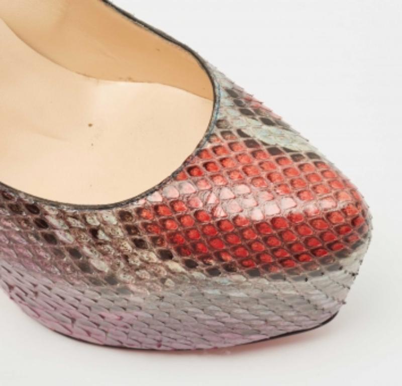 Christian Louboutin Multicolor Python Daffodile Pumps Size 41 For Sale 2