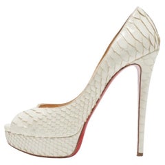 Christian Louboutin White Python Lady Peep Pumps Size 41