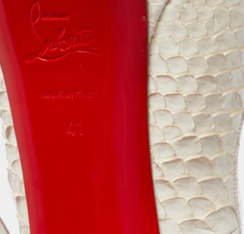 Christian Louboutin White Python Lady Peep Pumps Size 41 For Sale 4