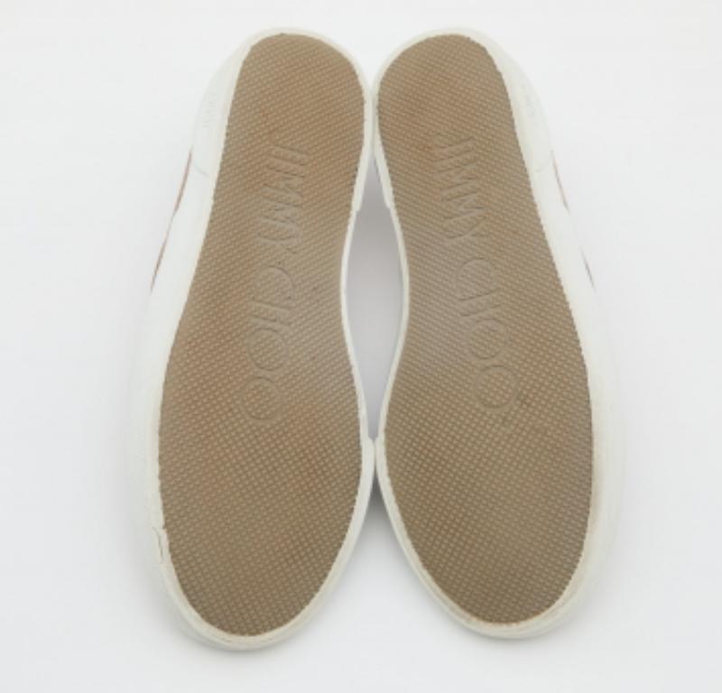 Jimmy Choo Taupe Croc Embossed Leather Slip on Sneakers Taglia 36.5 in vendita 2