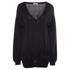Moschino Cheap and Chic Black Knit Ruffle Pocket Sweater L