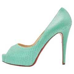 Used Christian Louboutin Turquoise Python Very Prive Pumps Size 38.5