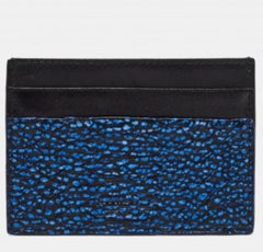 Roberto Cavalli - Porte-cartes en cuir gaufré python noir/bleu