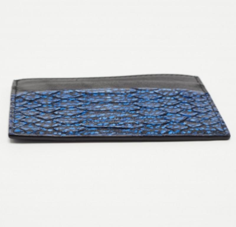 Donna Roberto Cavalli Portacarte in pelle goffrata di pitone nero/blu in vendita