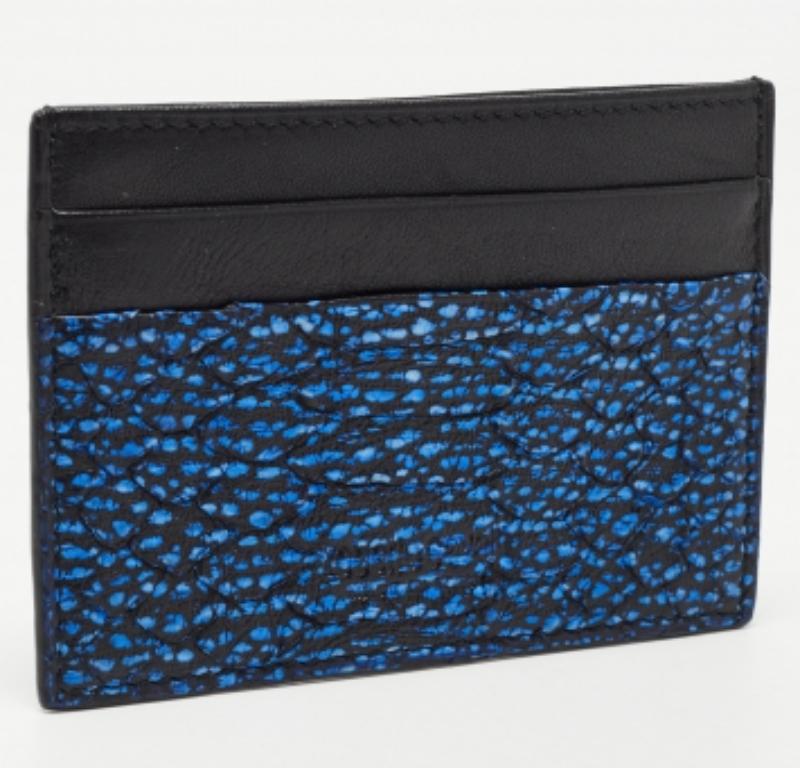 Roberto Cavalli Portacarte in pelle goffrata di pitone nero/blu in vendita 2