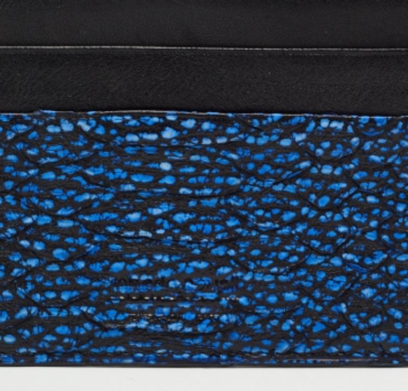 Roberto Cavalli Portacarte in pelle goffrata di pitone nero/blu in vendita 3