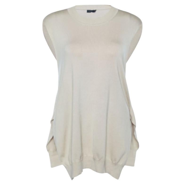 Joseph Beige Wool Knit Cross Back Detail High Low Hem Sleeveless Sweater L im Angebot