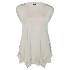 Joseph Beige Wool Knit Cross Back Detail High Low Hem Sleeveless Sweater L