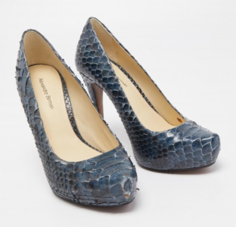 Women's Alexandre Birman Two Tone Python Platform Pumps Size 37 For Sale