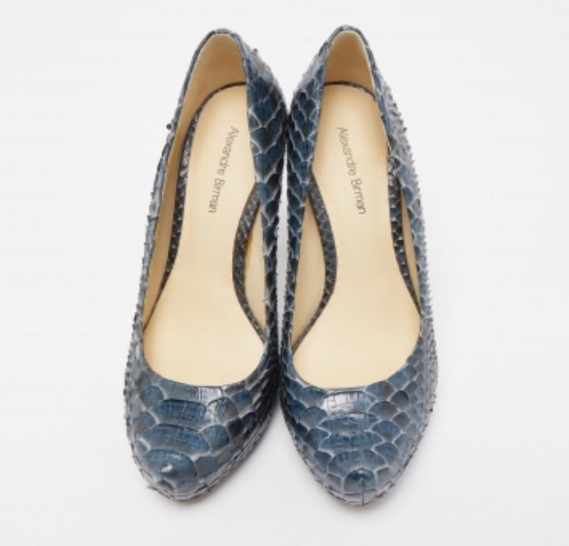 Alexandre Birman Two Tone Python Platform Pumps Size 37 For Sale 3