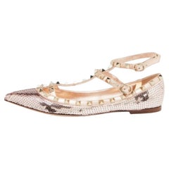 Valentino Gold Sequins and Leather  Rockstud Ballet Flats Size 37.5