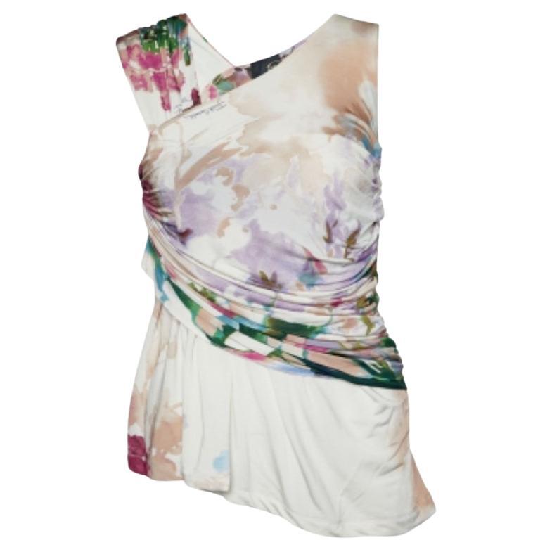 Just Cavalli - Top senza maniche con drappeggio in jersey stampato multicolor S