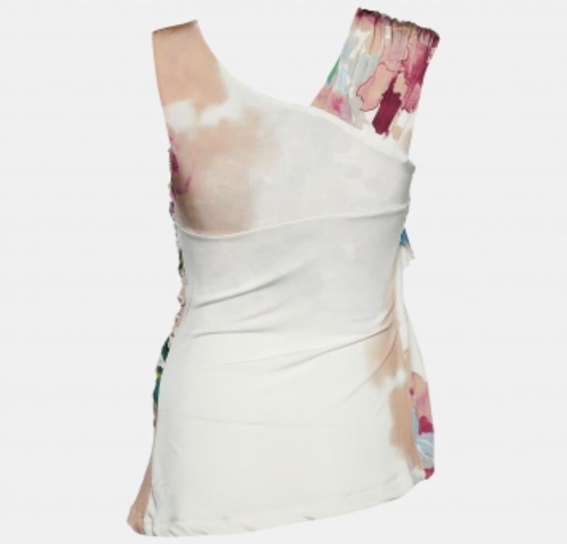 Grigio Just Cavalli - Top senza maniche con drappeggio in jersey stampato multicolor S in vendita