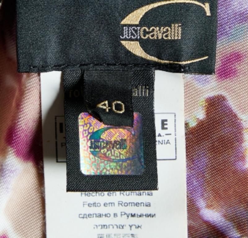 Donna Just Cavalli - Top senza maniche con drappeggio in jersey stampato multicolor S in vendita