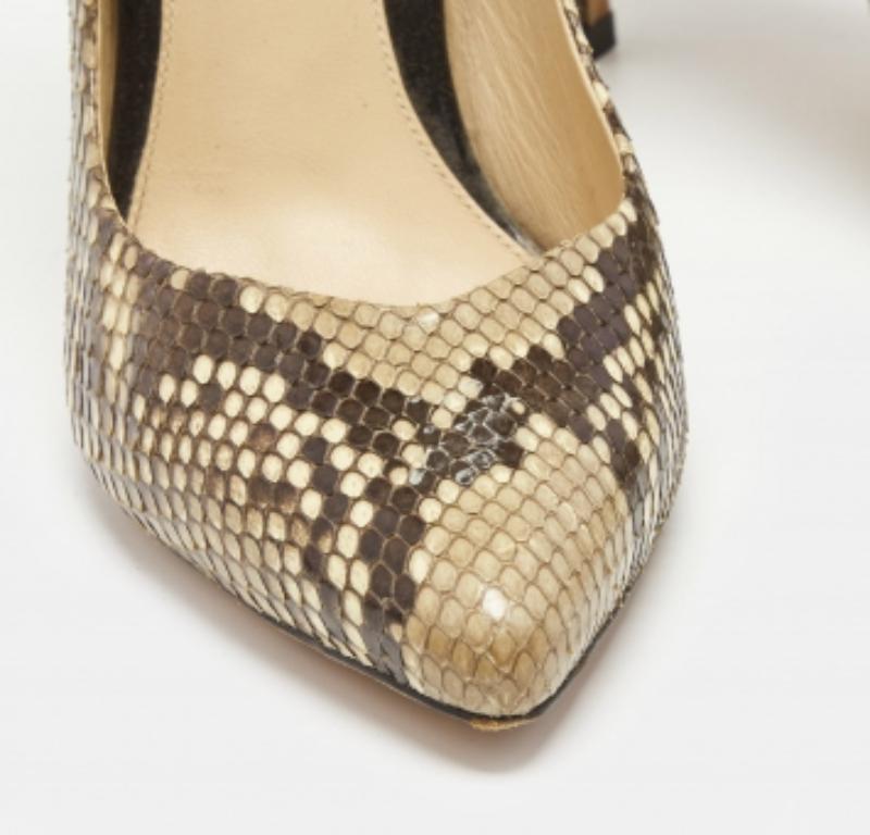 Alexandra Birman Beige/Brown Python Pointed Toe Pumps Size 37.5 For Sale 1