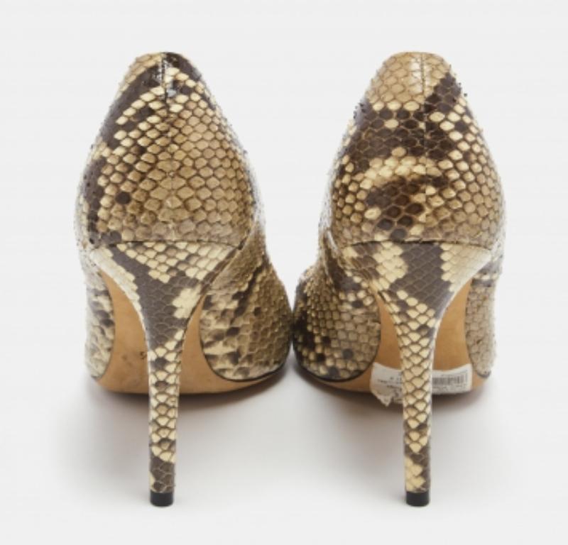 Alexandra Birman Beige/Brown Python Pointed Toe Pumps Size 37.5 For Sale 2