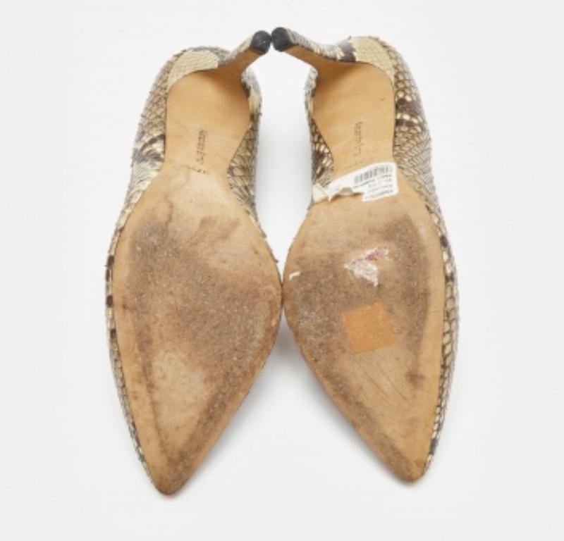 Alexandra Birman Beige/Brown Python Pointed Toe Pumps Size 37.5 For Sale 3