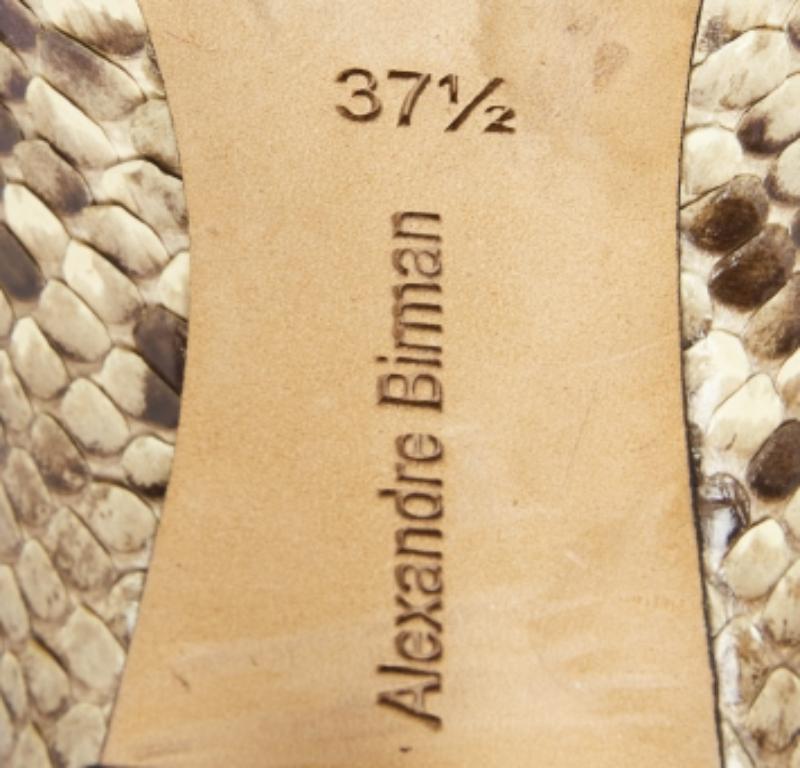 Alexandra Birman Beige/Brown Python Pointed Toe Pumps Size 37.5 For Sale 4