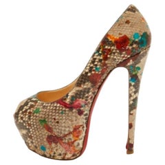 Christian Louboutin Multicolor Python Carnival Highness Pumps Size 37