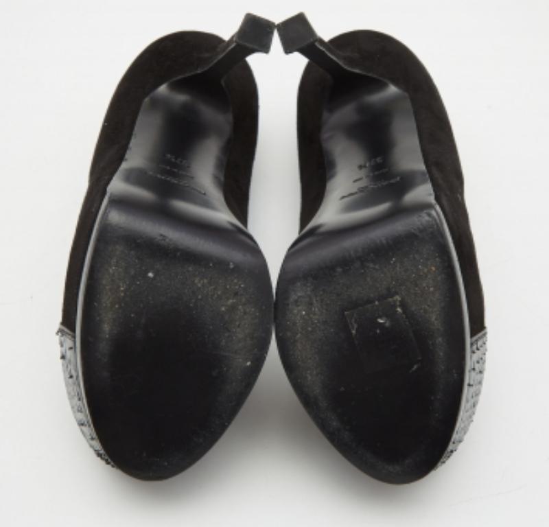 Yves Saint Laurent Noir  Escarpins Tribtoo en peau de serpent et daim Taille 37.5 en vente 4