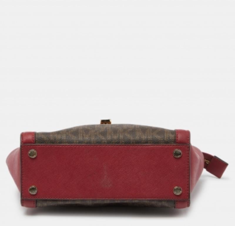 Fourre-tout Tina en toile enduite et cuir MICHAEL Michael Kors Marron/Rouge Signature en vente 5