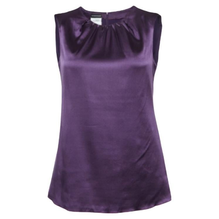 Emporio Armani Lila Seidensatin ärmelloses Top S