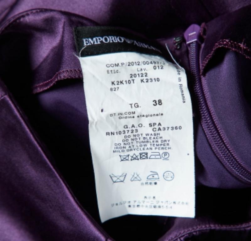 Donna Emporio Armani Top senza maniche in raso di seta viola S in vendita