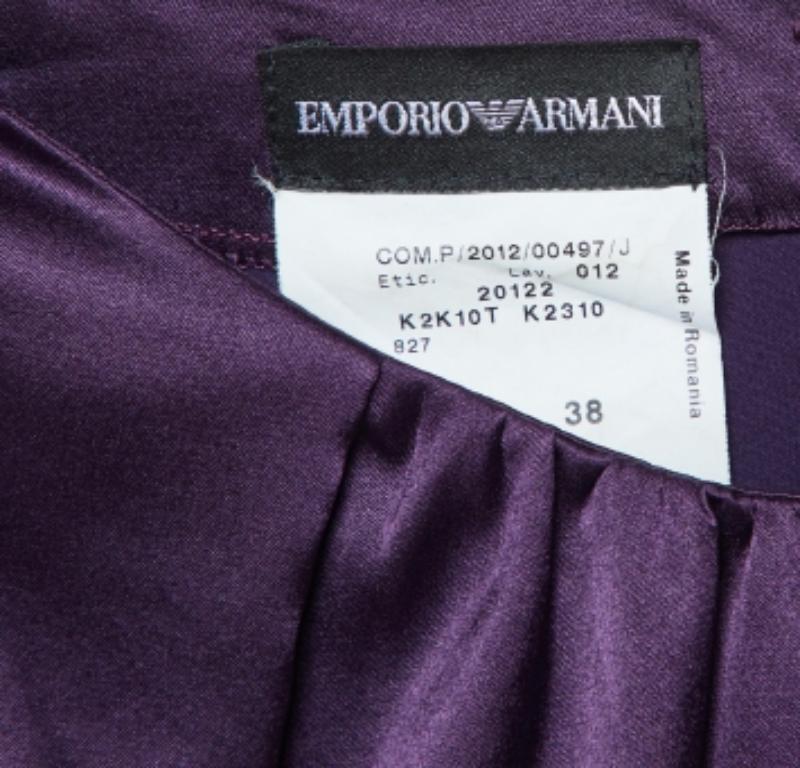 Emporio Armani Top senza maniche in raso di seta viola S in vendita 1