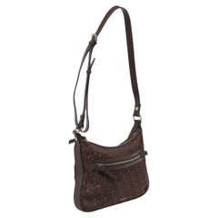 Borsa a tracolla in pelle e tela Monogram marrone di Dkny