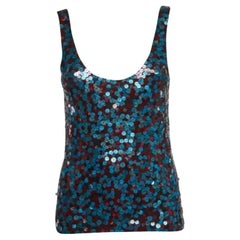 Emporio ARMANI Camiseta de punto con lentejuelas azul y rosa S