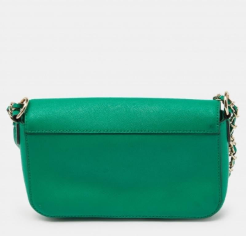 DKNY Borsa a tracolla Bryant Flap in pelle verde in vendita 4