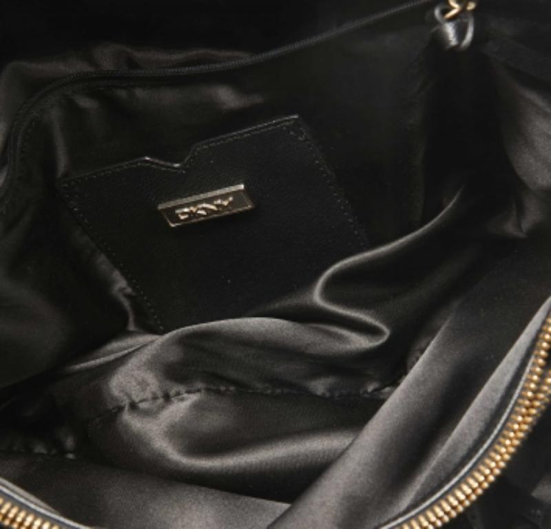 Dkny Black Monogram Canvas and Leather Flap Tote en vente 1
