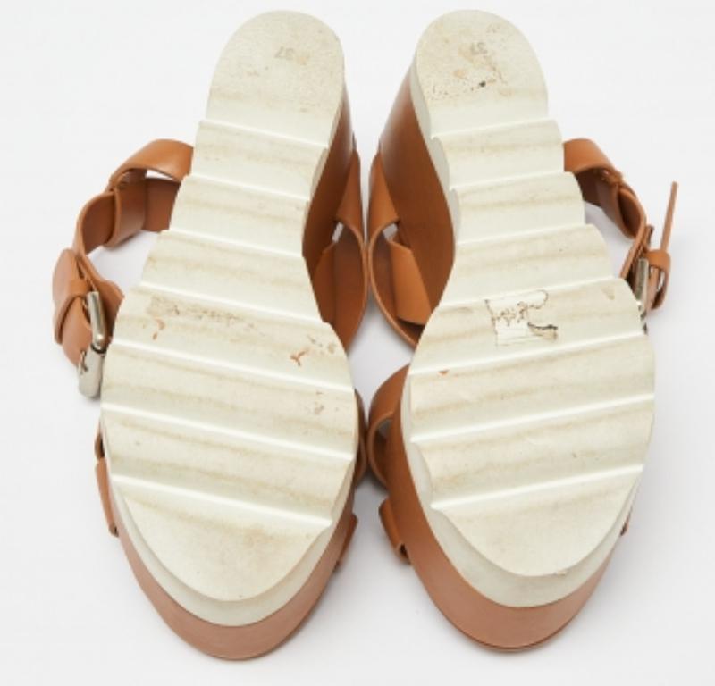 See By Chloe Cuir marron  Sandales à semelles compensées et à plateforme Taille 37 en vente 2