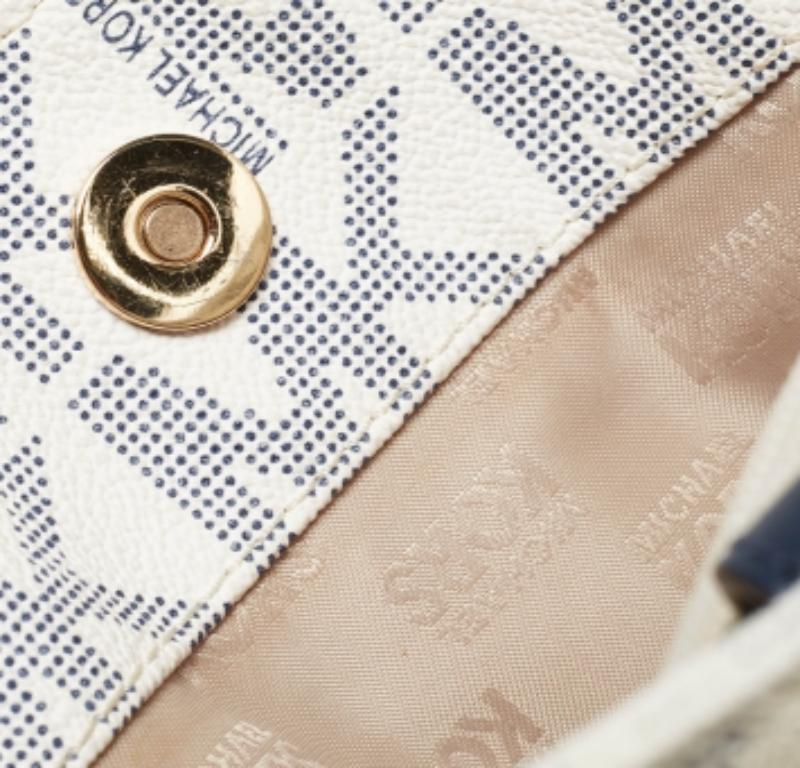 Nero Michael Michael Kors Tote in tela rivestita bianca/blu, East West Hamilton in vendita