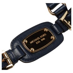 MICHAEL Michael Kors Blanco/Azul Firma Lienzo Estucado Este Oeste Hamilton Tote