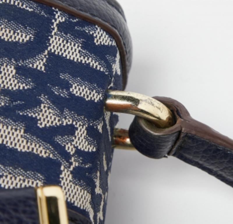 DKNY Borsa a manico superiore in tela e pelle firmata blu in vendita 5