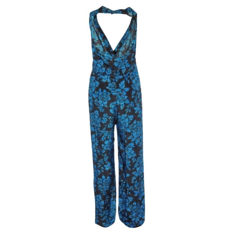 Diane von Furstenberg Callow Combinaison col licou en soie imprimée noire M