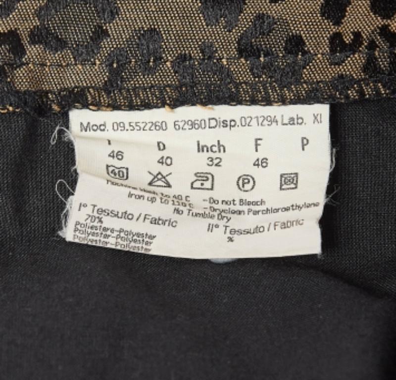Fendi Jeans Vintage Marrón Leopardo Estampado Jacquard Falda Midi L Negro en venta