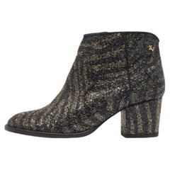 Zadig & Voltaire Black/Gold Glitter Molly Ankle Boots Size 36