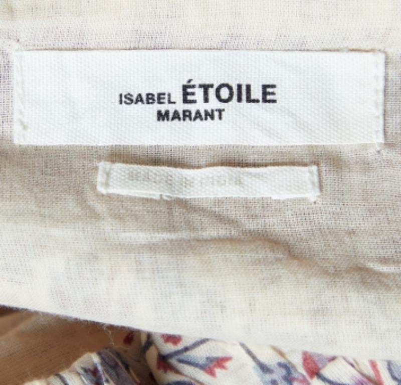 Isabel Marant Etoile Beige Gonna svasata in cotone stampata con fiori M in vendita 2