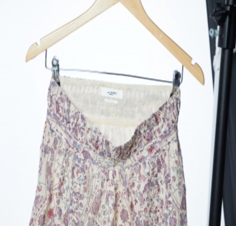 Isabel Marant Etoile Beige Gonna svasata in cotone stampata con fiori M in vendita 3