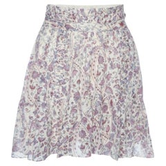 Isabel Marant Etoile Mini falda acampanada de algodón con estampado floral beige M