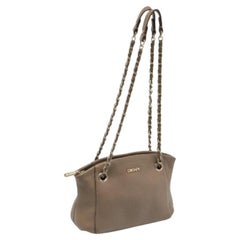 DKNY Bolso de hombro con cadena de piel beige