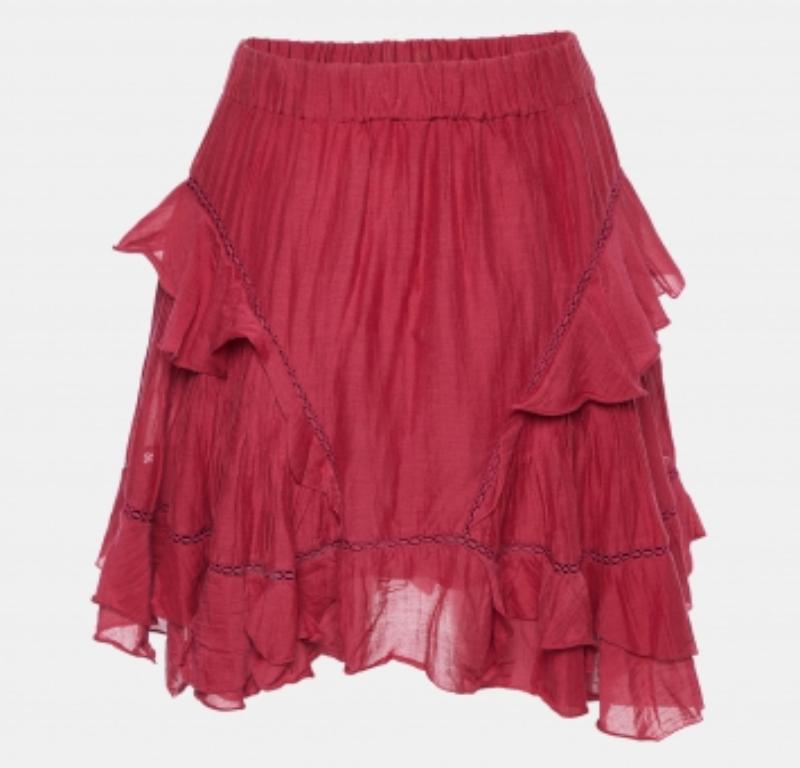 De las mujeres Isabel Marant Etoile Minifalda de algodón rosa con volantes S en venta