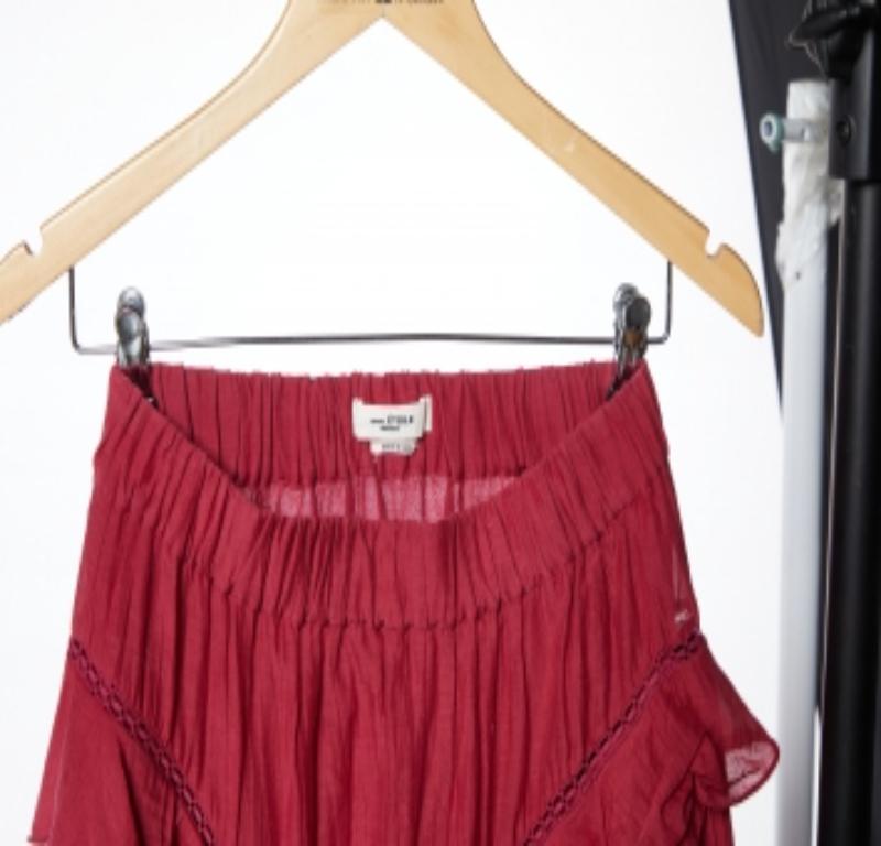 Isabel Marant Etoile Minifalda de algodón rosa con volantes S en venta 1