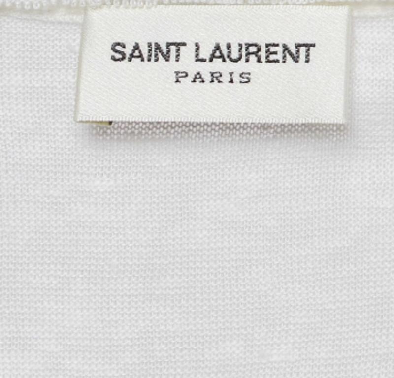 Grigio Saint Laurent Paris Canotta in jersey di lino off white S.S. White in vendita