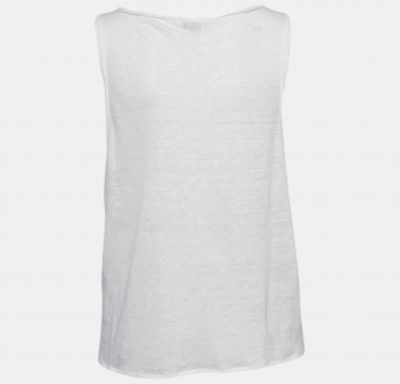 Donna Saint Laurent Paris Canotta in jersey di lino off white S.S. White in vendita