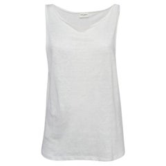 Camiseta de tirantes Saint Laurent Paris Off White de lino S
